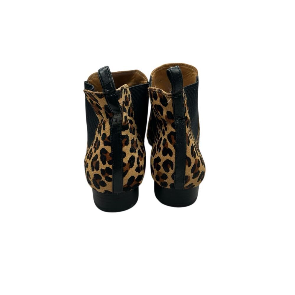 J.Crew Leopard Print Haircalf Chelsea Ankle Boots Low Heel Western - Picture 2 of 7